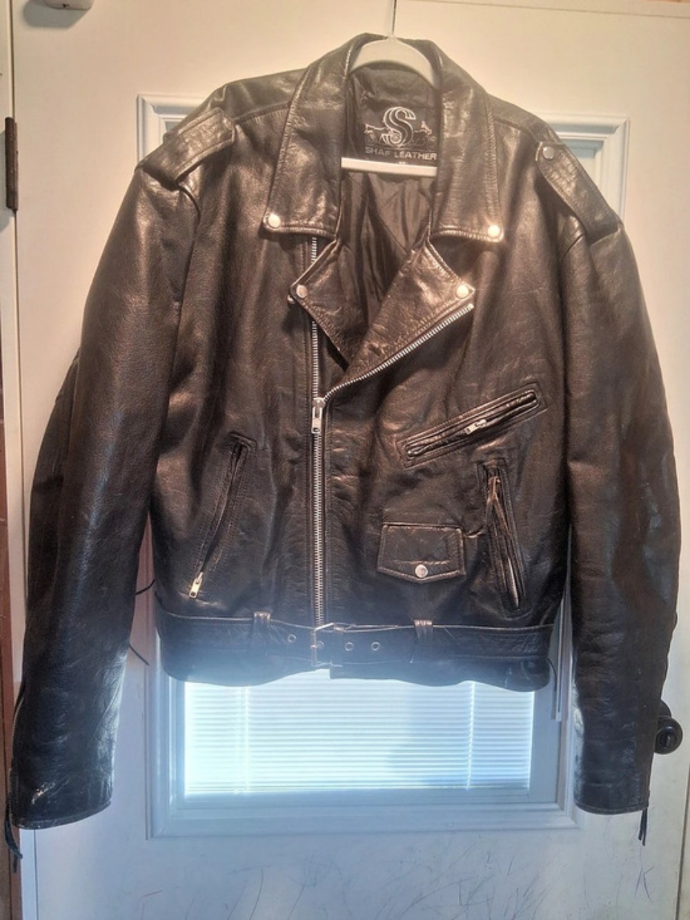 SHAF LEATHER Men's Leather Moto Jacket Size 52